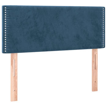 The Living Store Hoofdbord - Klassiek fluwelen hoofdbord in donkerblauw - Verstelbare hoogte - Stevige houten poten -
