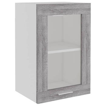 vidaXL Wandkast 40x31x60 cm glas en bewerkt hout grijs sonoma eiken