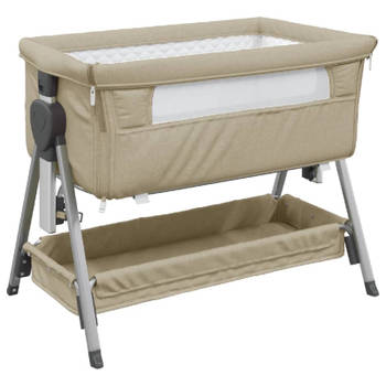 vidaXL Babybox met matras linnen taupe