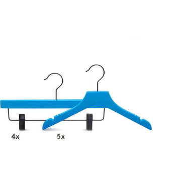 Relaxwonen - Kinder kledinghangers - Set van 9 - Blauw - Broek en kledinghangers - extra stevig