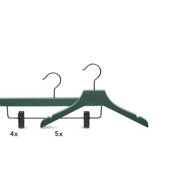Relaxwonen - Kinder kledinghangers - Set van 9 - Donker groen - Broek en kledinghangers - extra stevig