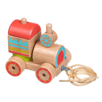 Lucy & Leo LL157 - Kinder speelgoed houten blokken trein met trekkoord