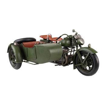 Clayre & Eef Decoratie Miniatuur Motor 38x26x18 cm Groen Ijzer Miniatuur Motor Groen Miniatuur Motor