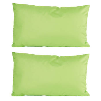 2x stuks buiten/woonkamer/slaapkamer kussens in het groen 30 x 50 cm - Sierkussens