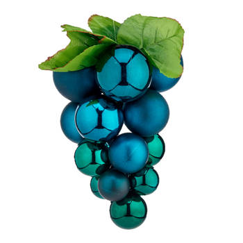 Krist+ decoratie druiventros - blauw - kunststof - 25 cm - Feestdecoratievoorwerp