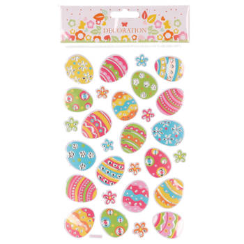 Stickervel met vrolijk gekleurde paaseieren - 27 stickers - Pasen thema - Stickers