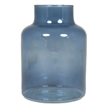 Bloemenvaas - blauw/transparant glas - H20 x D15 cm - Vazen