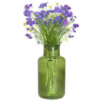 Floran Bloemenvaas Milan - transparant groen glas - D15 x H25 cm - melkbus vaas met smalle hals - Vazen