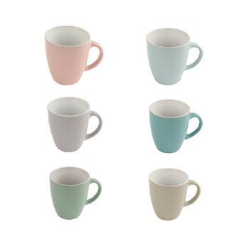 OTIX Espresso Kopjes -Koffiekopjes - Set van 6 - met Oor - 160ml - Meerdere Kleuren - Pastel - Aardewerk BLOSSOM