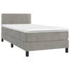 vidaXL Boxspring met matras fluweel lichtgrijs 90x190 cm