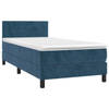 vidaXL Boxspring met matras fluweel donkerblauw 90x190 cm