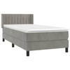 vidaXL Boxspring met matras fluweel lichtgrijs 90x190 cm