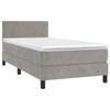 vidaXL Boxspring met matras en LED fluweel lichtgrijs 90x190 cm