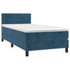 vidaXL Boxspring met matras fluweel donkerblauw 80x200 cm