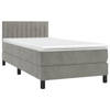 vidaXL Boxspring met matras fluweel lichtgrijs 90x190 cm