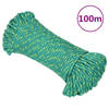 vidaXL Boottouw 3 mm 100 m polypropyleen groen