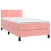 vidaXL Boxspring met matras fluweel roze 80x200 cm