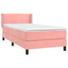 vidaXL Boxspring met matras fluweel roze 80x200 cm