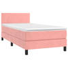 vidaXL Boxspring met matras en LED fluweel roze 80x200 cm