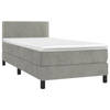 vidaXL Boxspring met matras fluweel lichtgrijs 100x200 cm