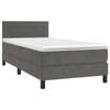 vidaXL Boxspring met matras fluweel donkergrijs 90x190 cm