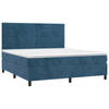 vidaXL Boxspring met matras en LED fluweel donkerblauw 180x200 cm