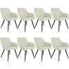 tectake - set van 8 Stoelen Marilyn Linnen Look - diverse kleuren - creme-zwart 404677