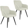 tectake - 2 x Stoel Marilyn Linnen Look - eetkamerstoelen - kuipstoelen - creme/zwart - 404674