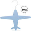 Relaxwonen - Kinder kledinghangers - Set van 10 - Blauw - Vliegtuig hanger - extra stevig