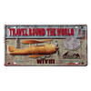 Clayre & Eef Tekstbord 42x1x22 cm Geel Rood Ijzer Vliegtuig Travelround The World Wandbord Geel Wandbord