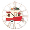 Clayre & Eef Wandklok 48x50 cm Rood Bruin Metaal Rond Caravan Muurklok Rood Muurklok