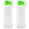 2x stuks kunststof waterflessen 1100 ml transparant met dop groen - Drinkflessen