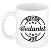 Super bedankt juf cadeau mok/beker wit 300 ml - feest mokken