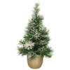 Kunst kerstboom/kunstboompje met sneeuw in gouden pot H60 cm - Kunstkerstboom