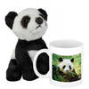 Cadeauset kind - Panda knuffel 15 cm en Drinkbeker/mol Panda 300 ml - Knuffeldier