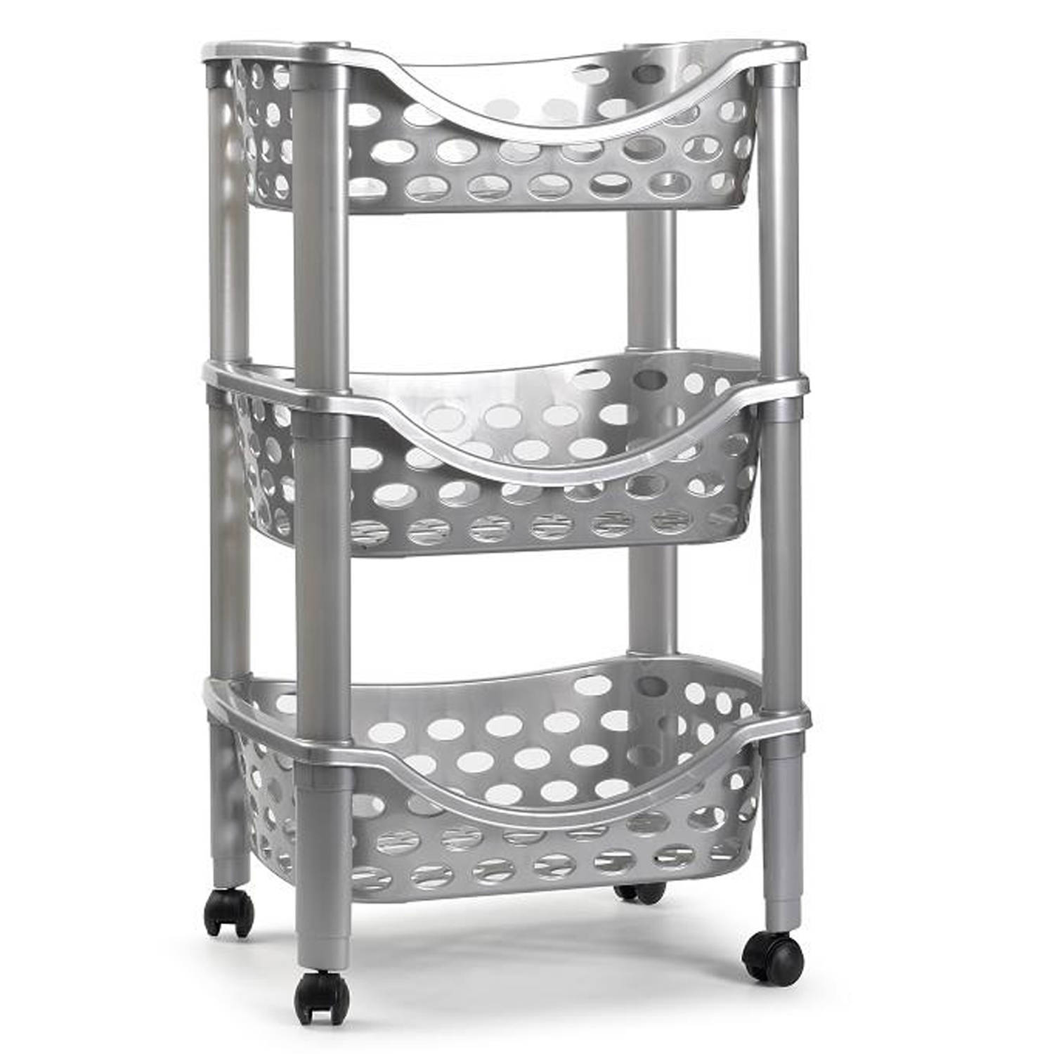 Keukentrolley/roltafel 3 laags kunststof zilver x 65 cm - trolley | Blokker