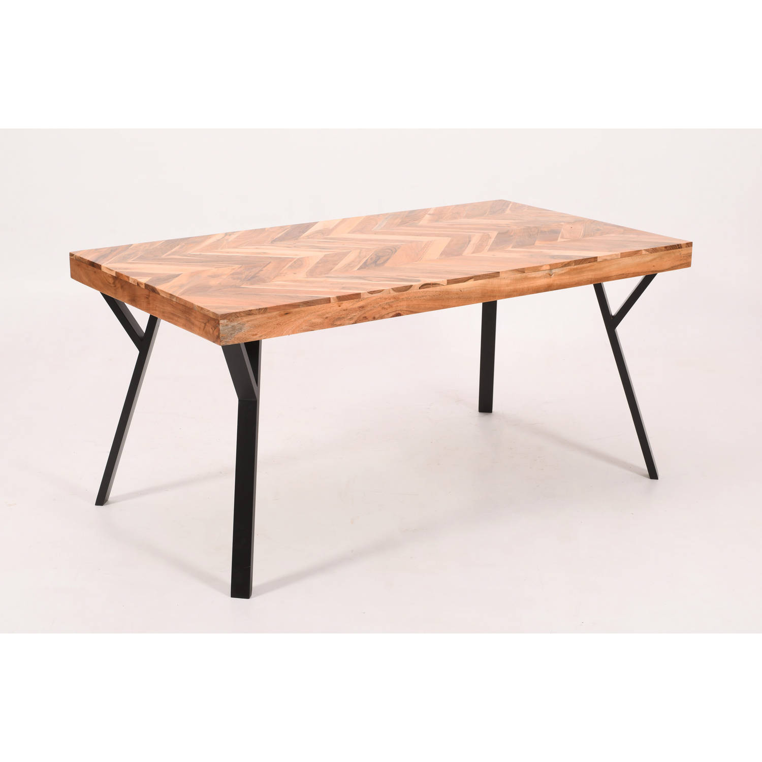 Eettafel visgraat Danae 140x90cm acaciahout tafel rechthoekig