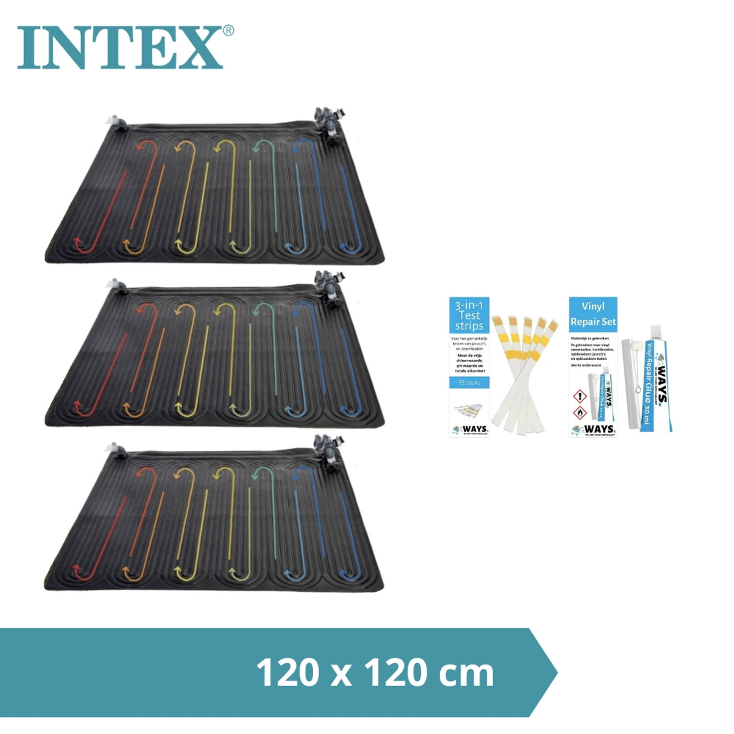 Intex Zwembad Verwarming 3x Solarmat & Ways Reparatieset En Teststrips