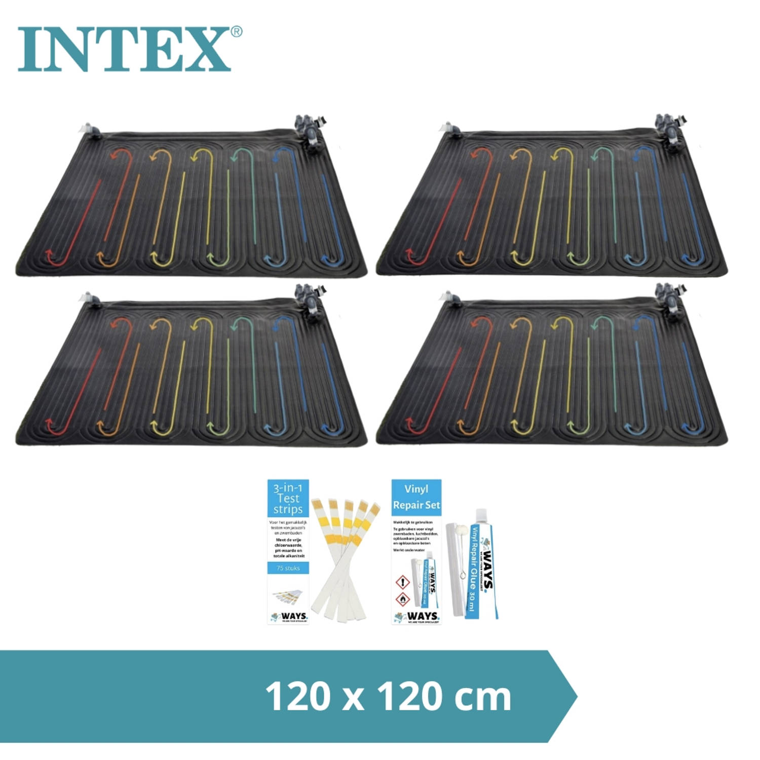 Intex Zwembad Verwarming 4x Solarmat & Ways Reparatieset En Teststrips