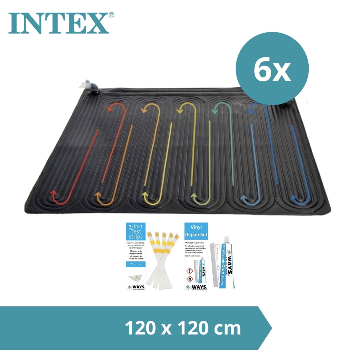 Intex Zwembad Verwarming 6x Solarmat & Ways Reparatieset En Teststrips