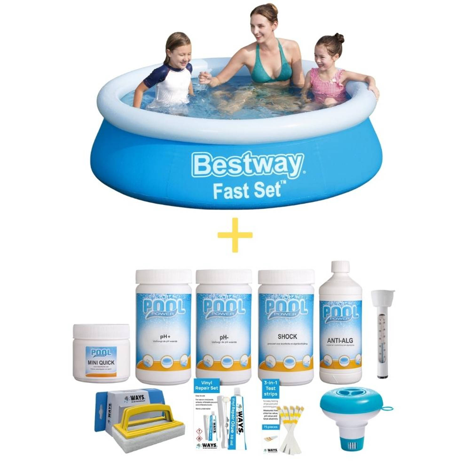 Bestway Zwembad - Fast Set - 183 x 51 cm - Inclusief Onderhoudspakket Small Deluxe