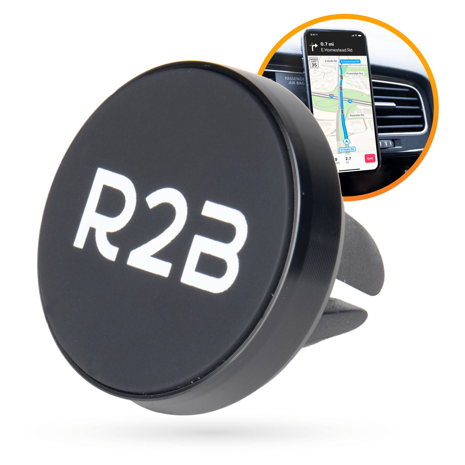 R2B Sterke Magnetische telefoonhouder auto geschikt voor ventilatierooster - Mobiel / Gsm houder - Model ""Edam""