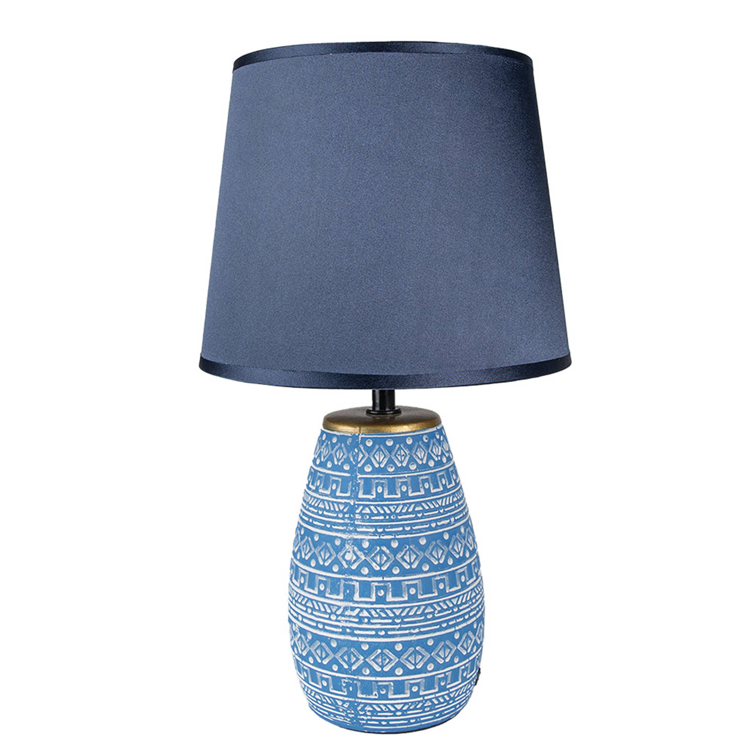 HAES DECO Tafellamp Modern Chic Stijlvolle Lamp, Ø 20x35 cm Blauw-Wit Bureaulamp, Sfeerlamp, Nachtla