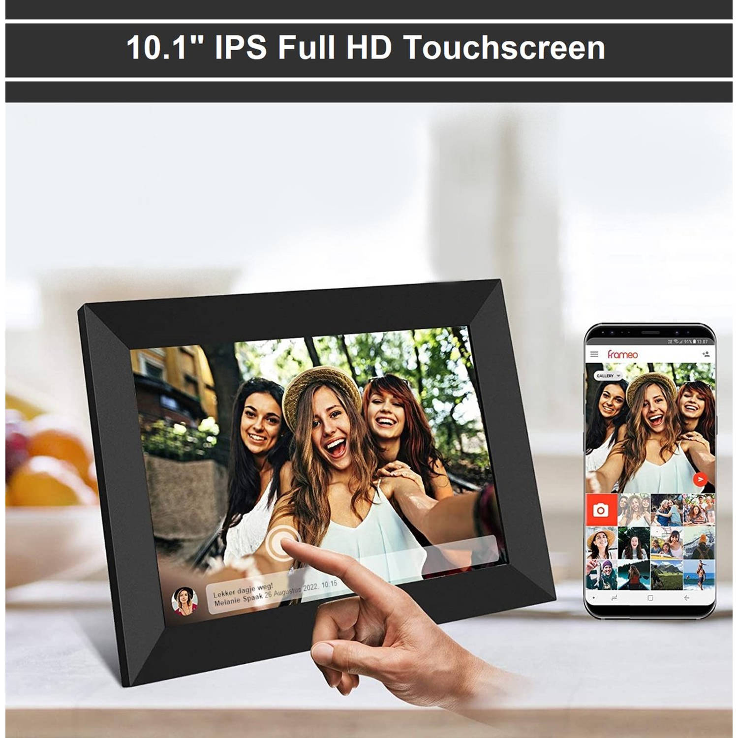 Boost Vreemdeling Alvast Digitale fotolijst met WiFi en Frameo App - 10.1 inch – HD+ -IPS Display –  Zwart - Micro SD - Touchscreen - Zedar | Blokker