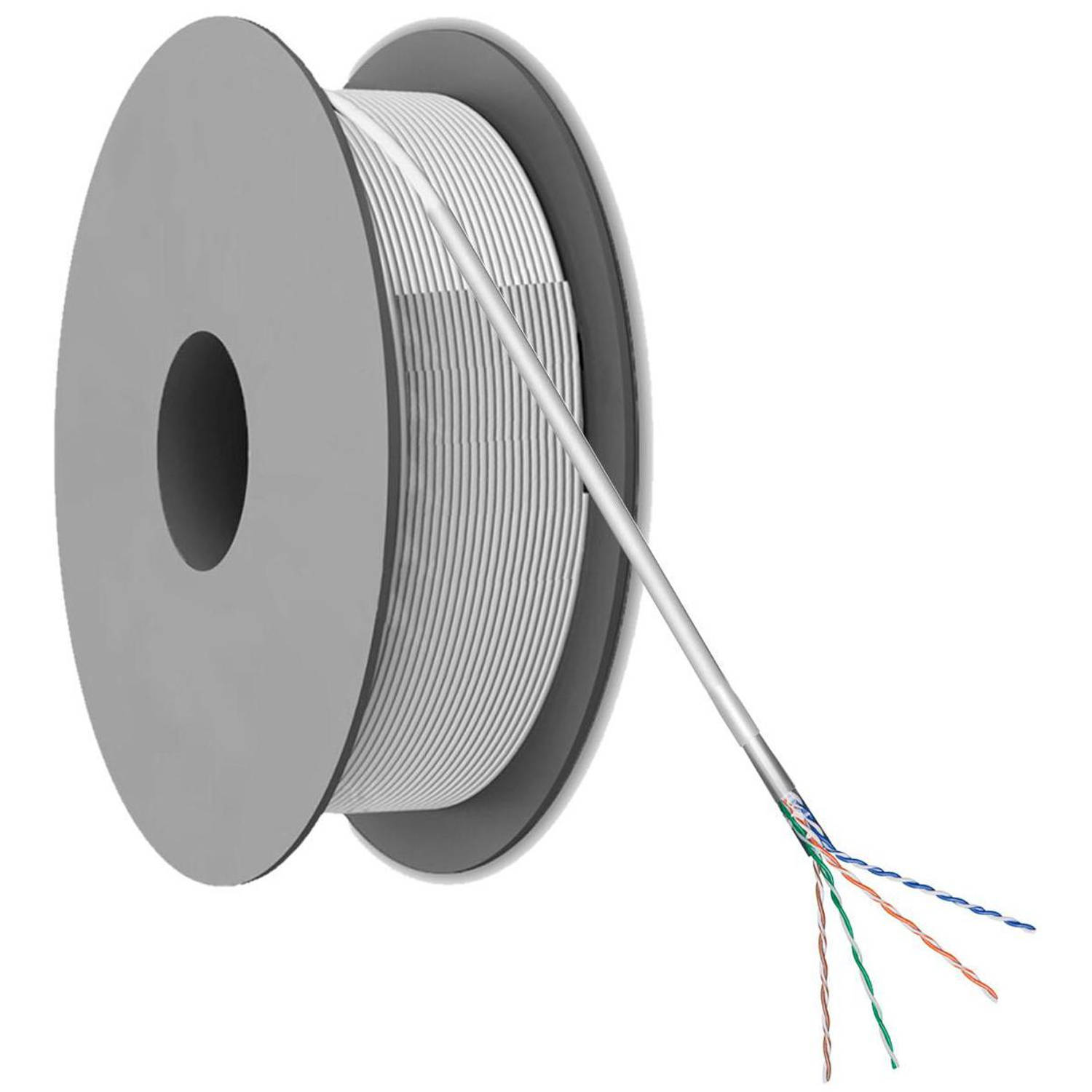 Netwerkkabel - Cat 6 - F/UTP - Flexibele kern - CCA - 6.0mm - 50 meter - PVC - Op rol - Grijs - Allteq