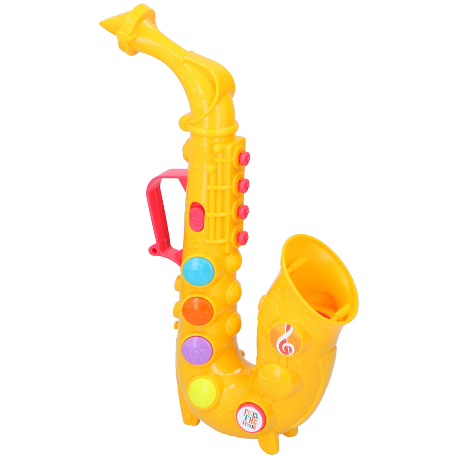 Let's Play Speelgoed Saxofoon - 4 Deuntjes - Met Licht - Incl. 2 AA-batterijen Geel | Blokker