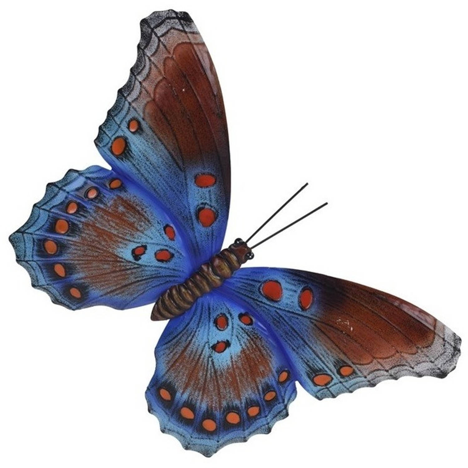 Tuin-schutting Decoratie Bruin-blauwe Vlinder 44 Cm Tuinbeelden