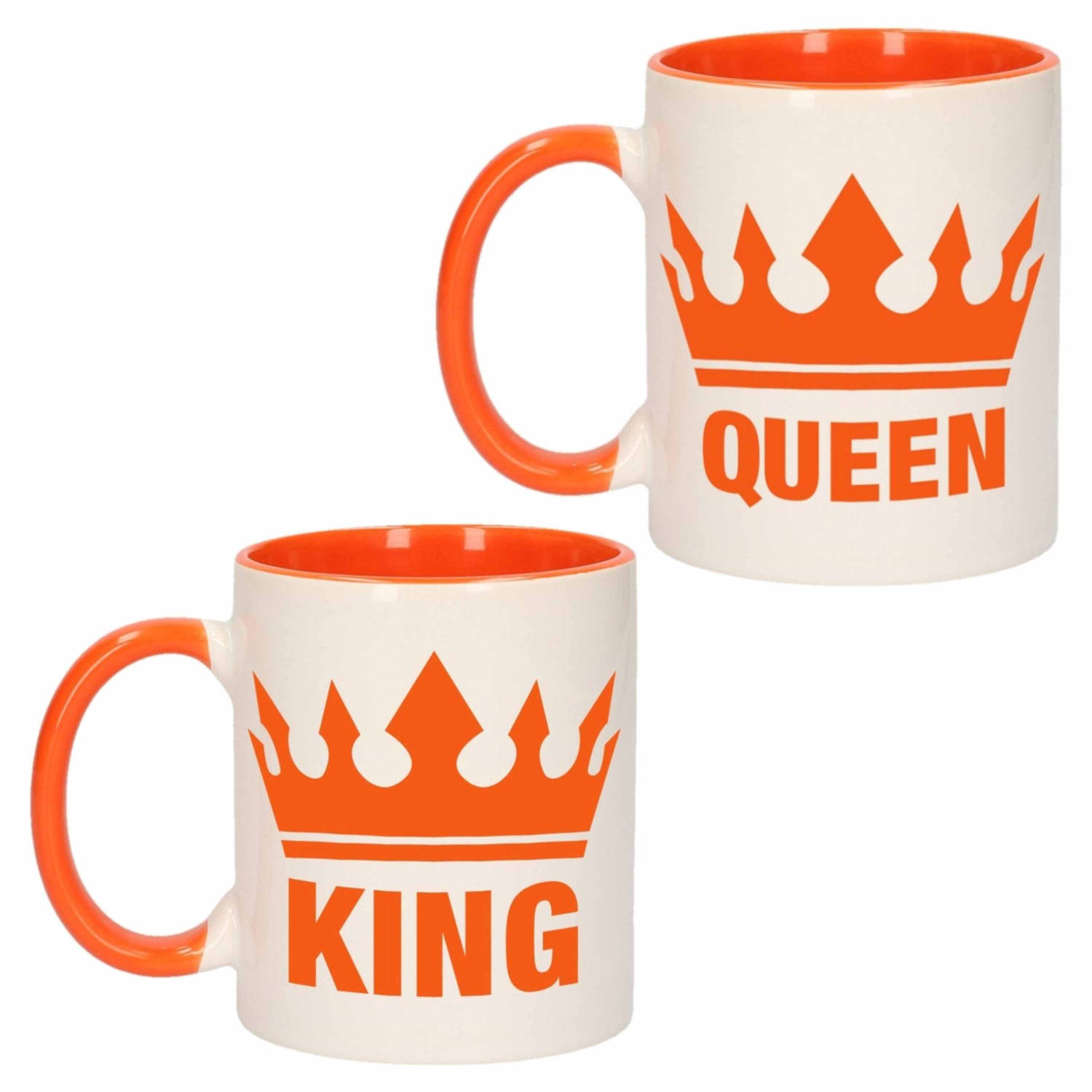 Cadeauset Van Oranje King En Queen Mokken-bekers 300 Ml Feest Mokken