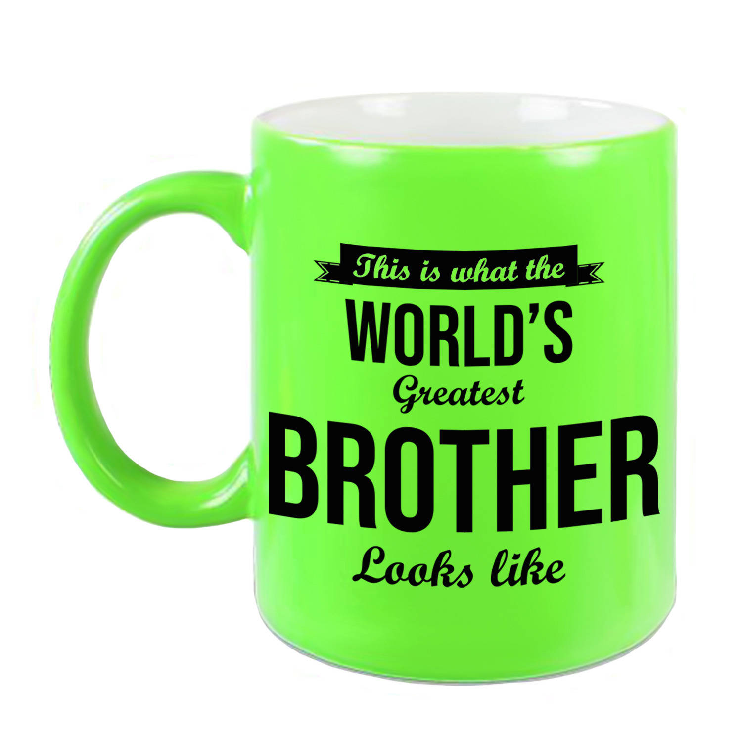 Worlds Greatest Brother cadeau mok / beker neon groen 330 ml - feest mokken