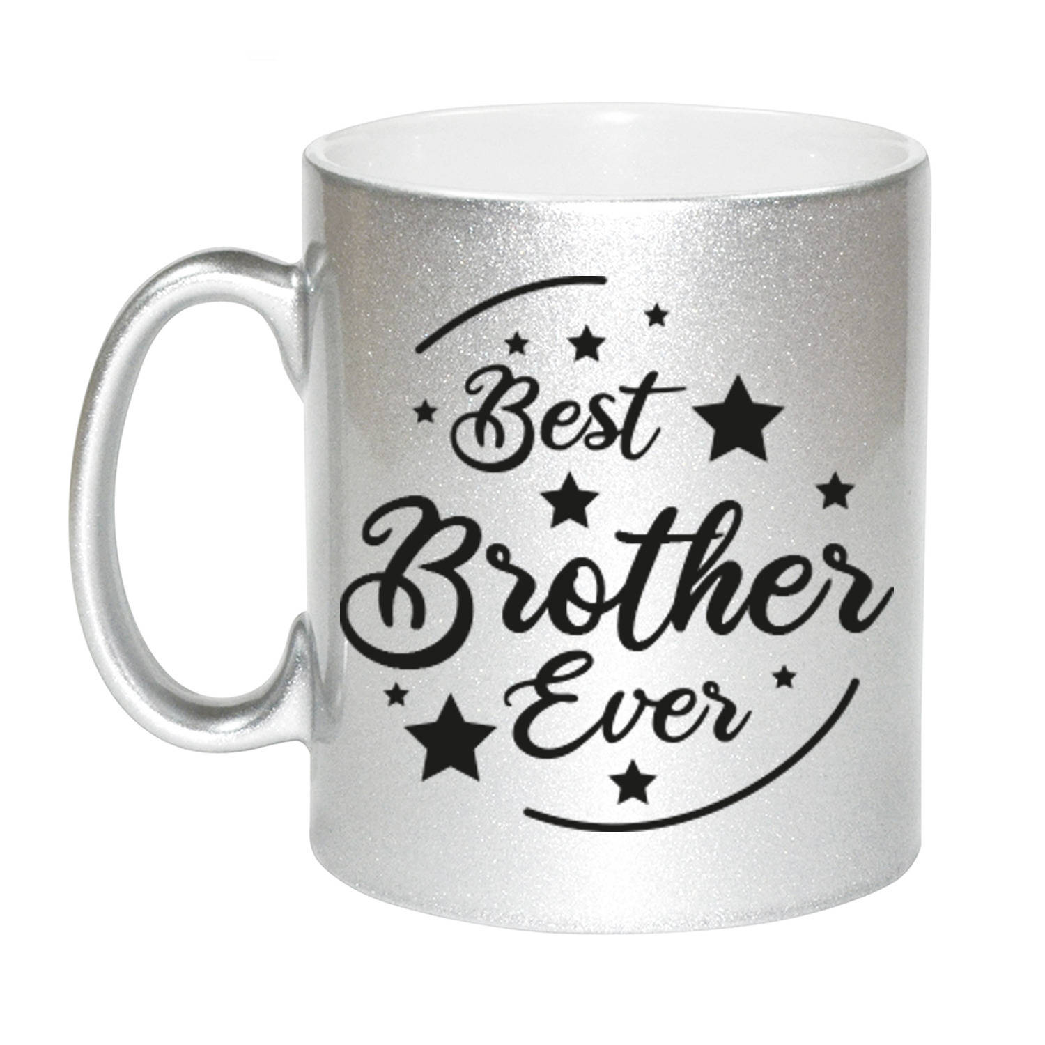 Zilveren Best Brother Ever Cadeau Koffiemok-Theebeker 330 Ml Feest Mokken
